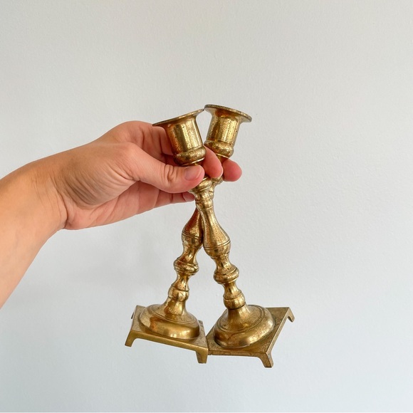 Pair of Matching Brass Candlestick Holders - Picture 1 of 10